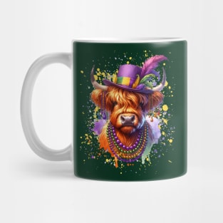 Mardi Gras Highland Cow Mug